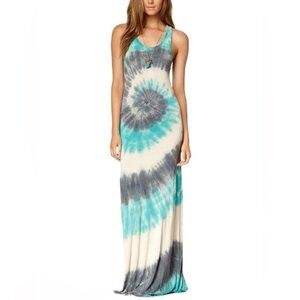 Go Couture Spiral Tie-Dye Maxi Dress - Blue and Cream